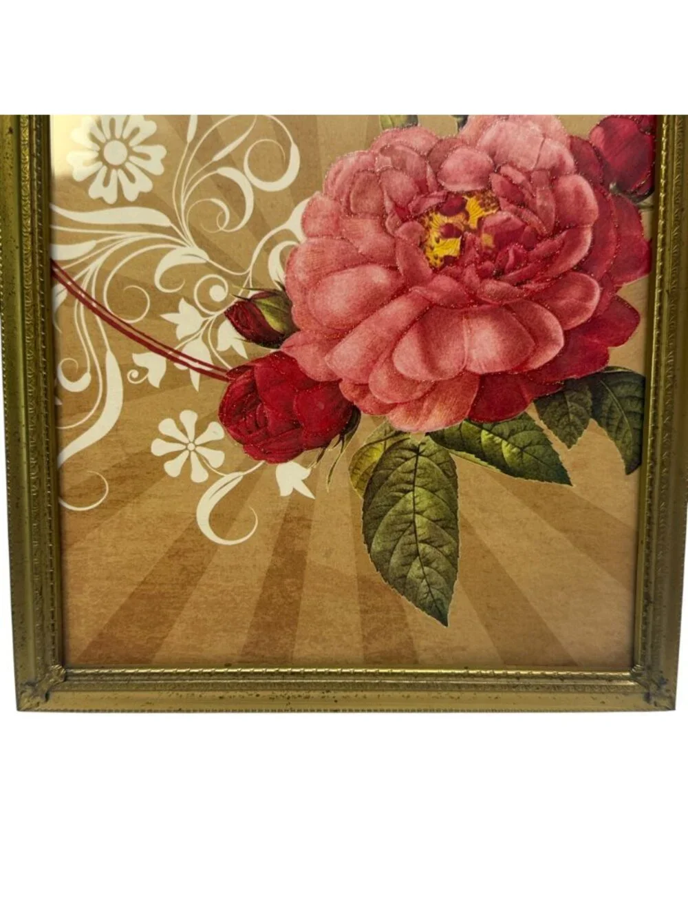 Vintage Gold Metal Picture Frame Tabletop Easel Back 7x10 Photo Regency
